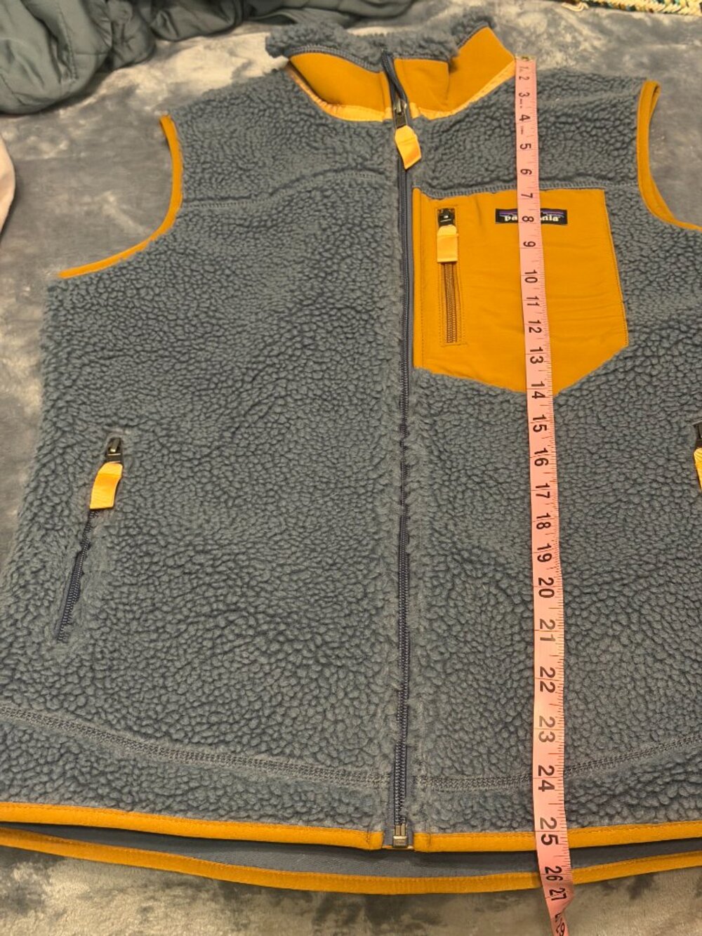 Patagonia Women's Classic Retro-X Fleece Vest Blue/Ochre Size M EUC - Picture 5 of 7